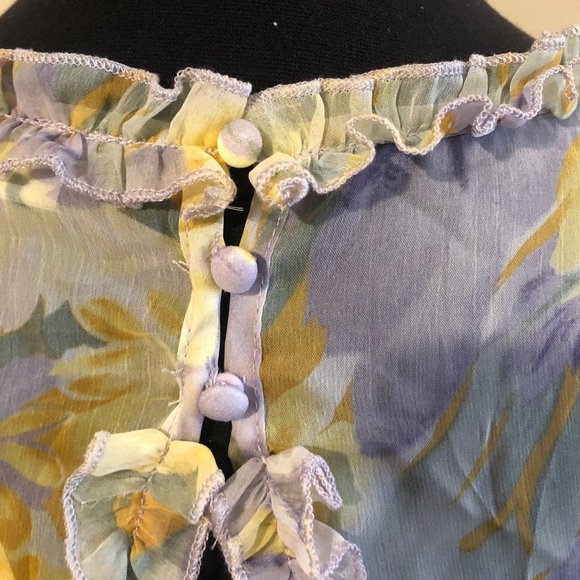 Floral Chiffon Long Sleeve Dress  (2) - Picture 3 of 11